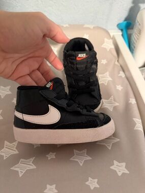 Nike Toddler Black High-Top Sneakers with White Swoosh